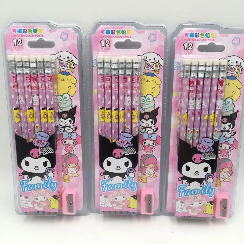 Kawaii Cute Sanrio Kuromi Mymelody Cinnamoroll Pom Pom Purin Keroppi Color Pencil 12 Colors Ins Girl Christmas Gift For Children 
Kawaii Cute Sanrio Kuromi Mymelody Cinnamoroll Pom Pom Purin Keroppi Color Pencil 12 Colors Ins Girl Christmas Gift For Children