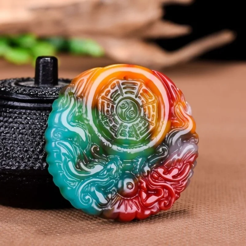 

Xinjiang Gobi Colorful Jade Gossip Brand Evil Spirits Pendant for Men and Women Longfeng Yu Pei Sweater Chain Pendant