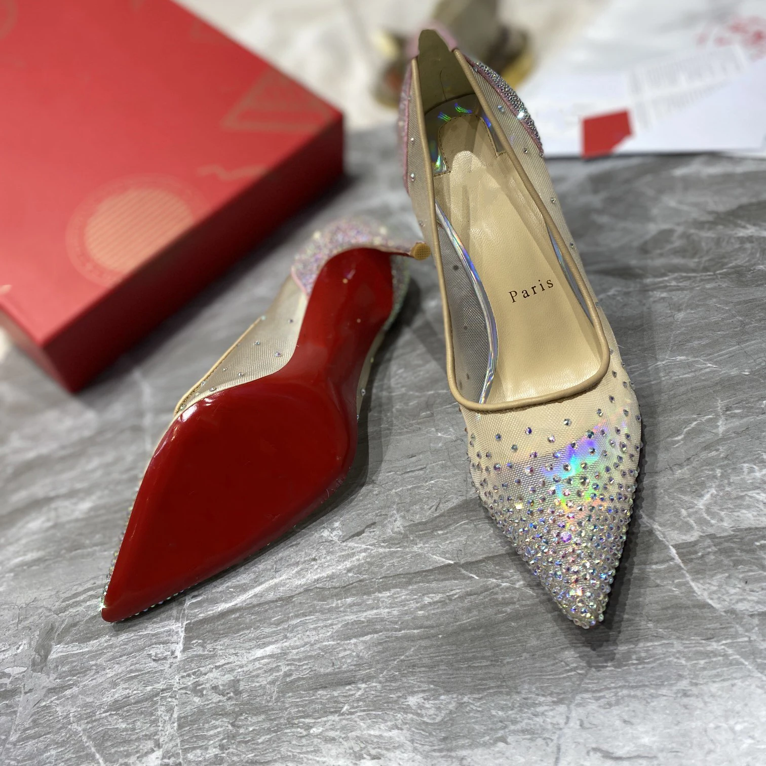 Top Quality Womens High Heels Luxury Fashion Ladies Crystal Glisten Red Sole Shoes Classic Retro Designer 10cm High Heel 1514HJ
Top Quality Womens High Heels Luxury Fashion Ladies Crystal Glisten Red Sole Shoes Classic Retro Designer 10cm High Heel 1514HJ
