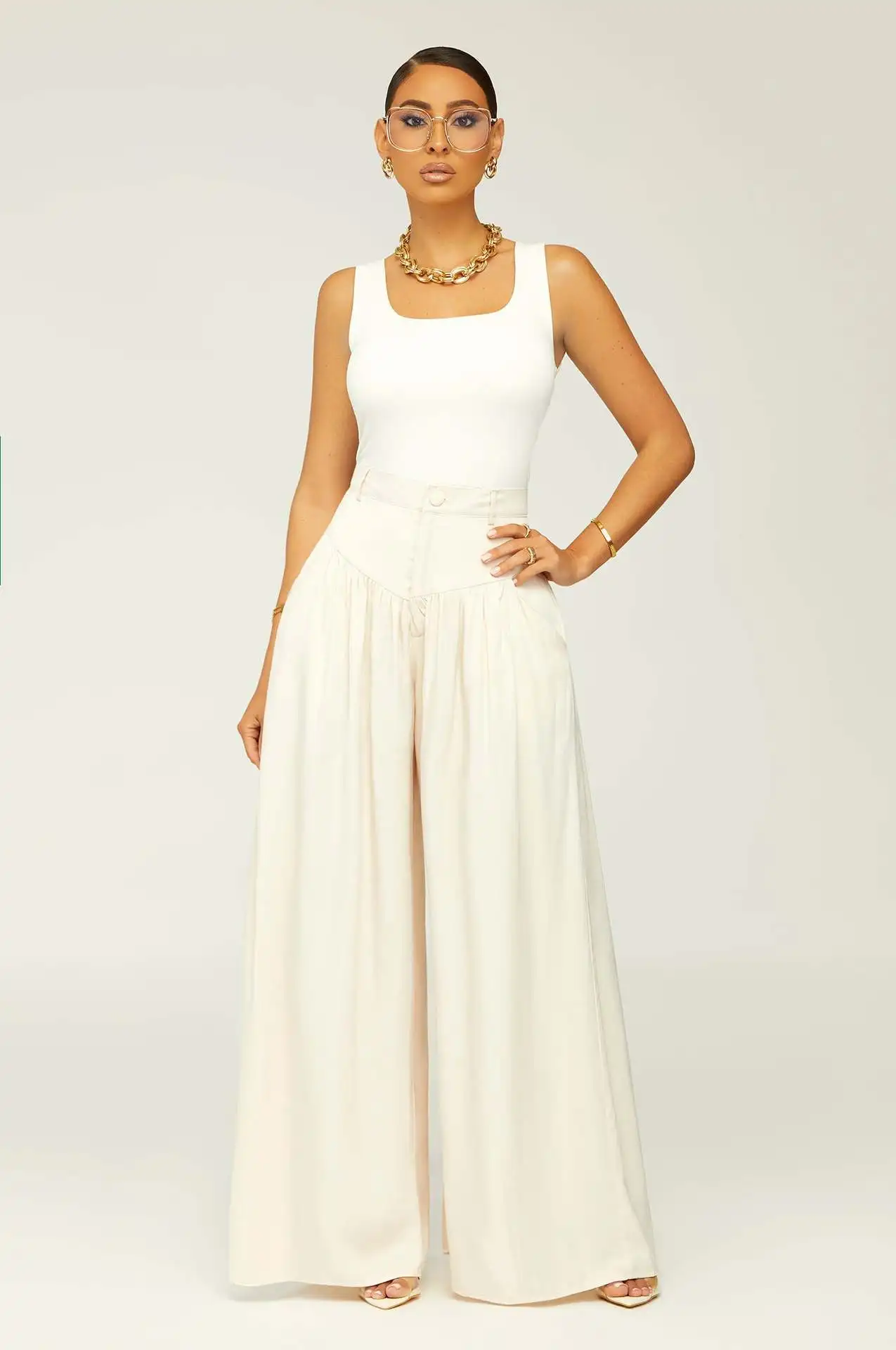 Spring Summer Solid Ladies Office Trousers Women High Waist Pants Pockets Female Fashion All-Match Pleated Wide Leg Pants 2022
Spring Summer Solid Ladies Office Trousers Women High Waist Pants Pockets Female Fashion All-Match Pleated Wide Leg Pants 2022