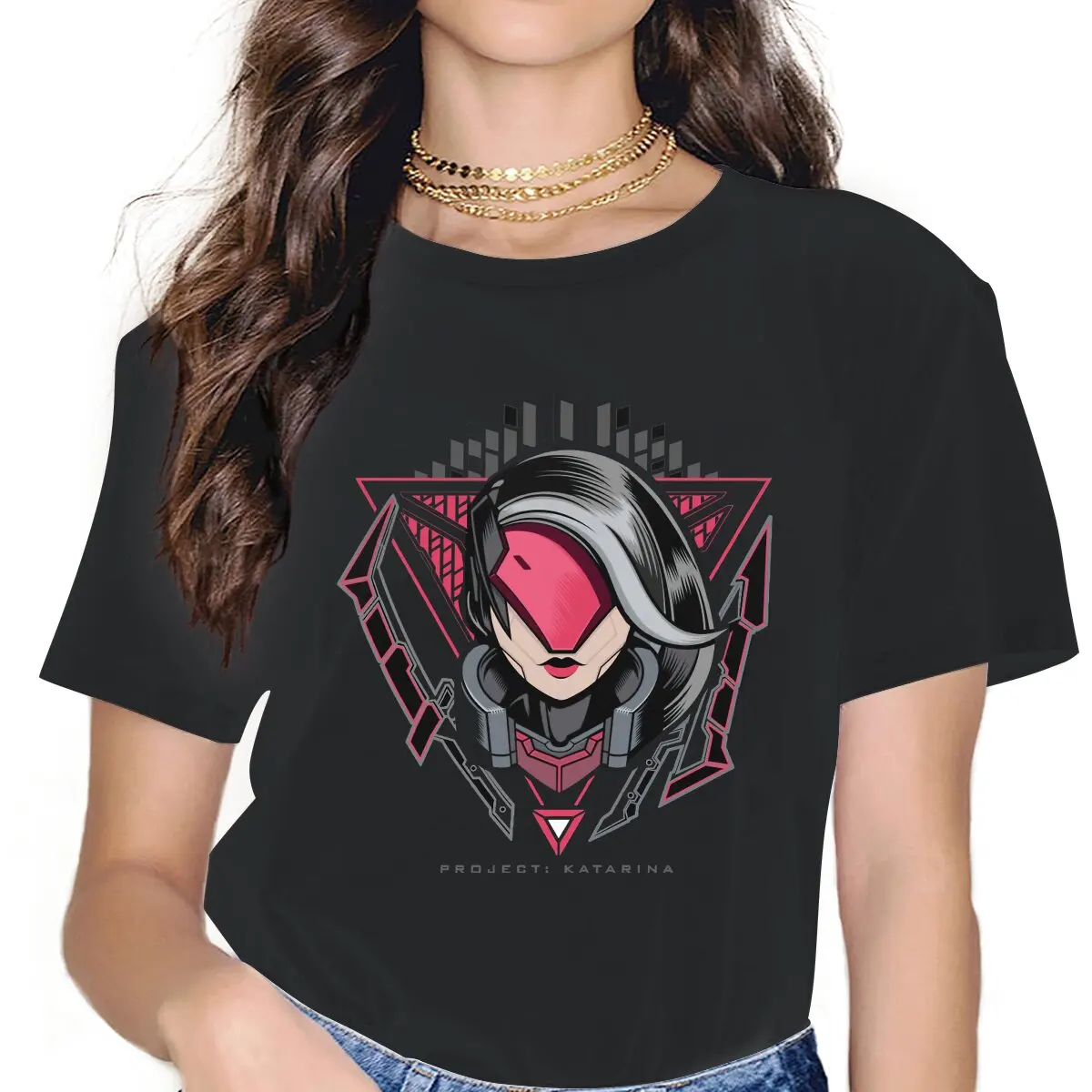 

Project Katarina Female Shirts League of Legends MOBA Game Oversized Vintage Women Top Harajuku Casual Feminine Blusas