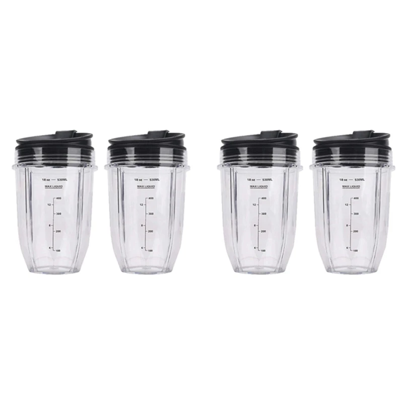 4 Pcs 18Oz Replacement Ninja Blender Cups With Lid For Ninja Auto IQ BL480 BL642 BL450 BL682 BL480, BL490, BL640 BL680 
4 Pcs 18Oz Replacement Ninja Blender Cups With Lid For Ninja Auto IQ BL480 BL642 BL450 BL682 BL480, BL490, BL640 BL680