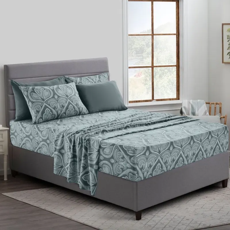 Lux Decor Collection Classic, Luxury 1800 Thread Count Gray Paisley Microfiber Plush Sheet Sets, Queen, Deep Pocket(6 Pieces)
Lux Decor Collection Classic, Luxury 1800 Thread Count Gray Paisley Microfiber Plush Sheet Sets, Queen, Deep Pocket(6 Pieces)