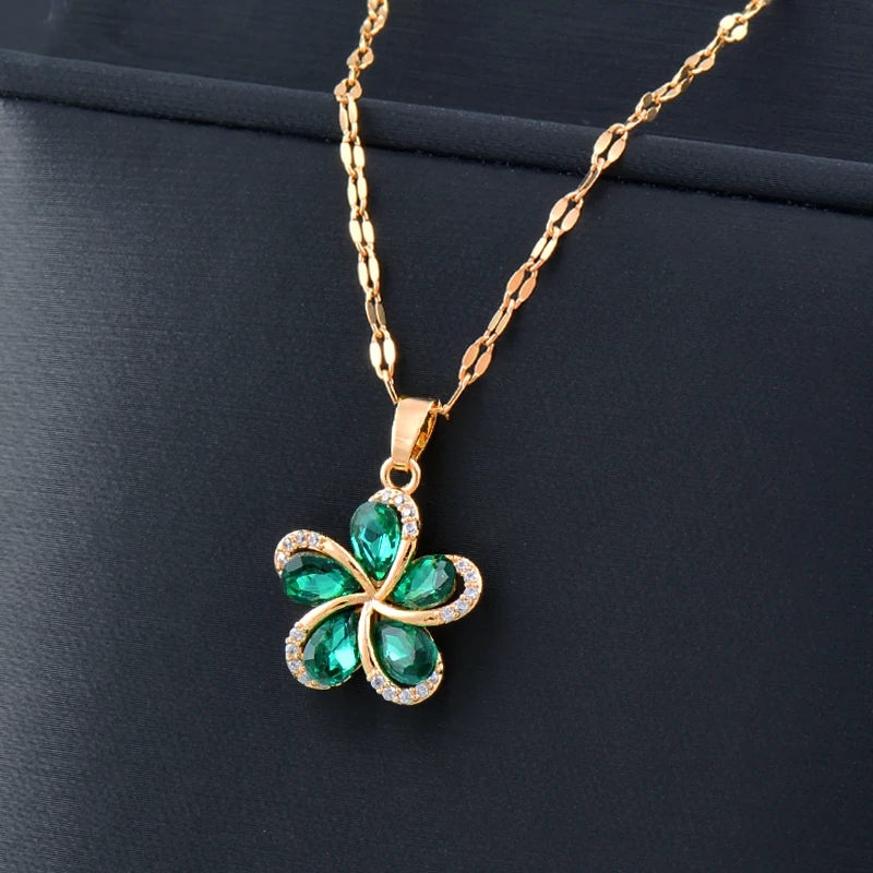 KIOOZOL gold color stainless steel chain with cubic zircon flower pendant necklace for women wedding party jewelry 2022 new KO2
KIOOZOL gold color stainless steel chain with cubic zircon flower pendant necklace for women wedding party jewelry 2022 new KO2