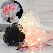 웨이브 원사 꽃 포장지 Led 조명 발렌타인 웨딩 부케 선물 포장 레이스 메쉬 꽃집 꽃다발 포장 장식