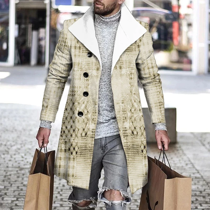 Autumn Winter Retro Print Woolen Coat Men Casual Single Breasted Lapel Long Sleeve Coat Men Fashion Loose Pocket Mid Long Jacket
Autumn Winter Retro Print Woolen Coat Men Casual Single Breasted Lapel Long Sleeve Coat Men Fashion Loose Pocket Mid Long Jacket