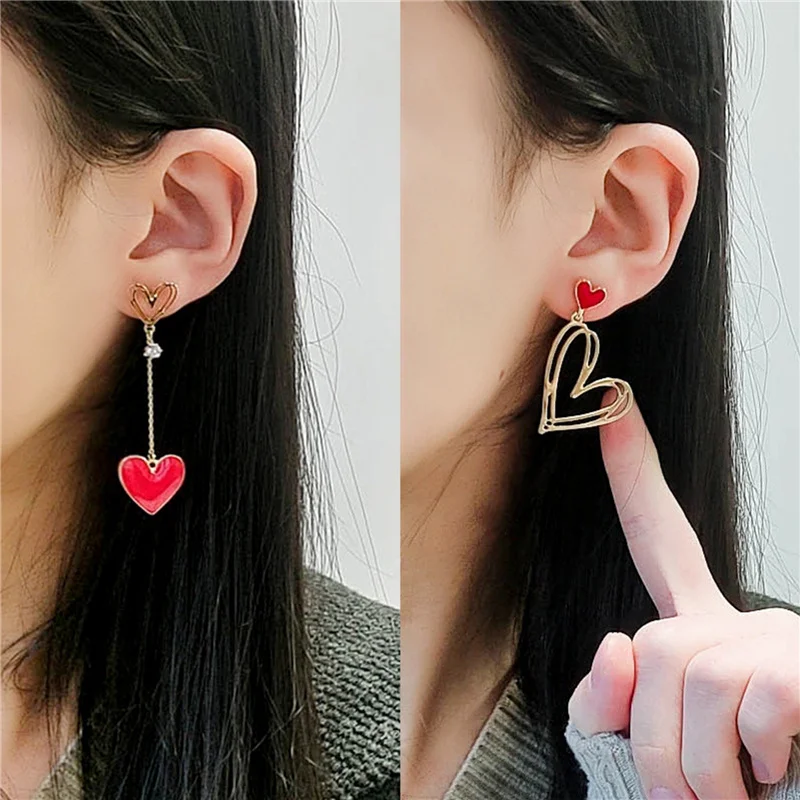 Fashion Women Jewelry Solid Color Asymmetric Love Earrings Sweet Peach Heart Earrings Girls Temperament For Wedding Party
Fashion Women Jewelry Solid Color Asymmetric Love Earrings Sweet Peach Heart Earrings Girls Temperament For Wedding Party