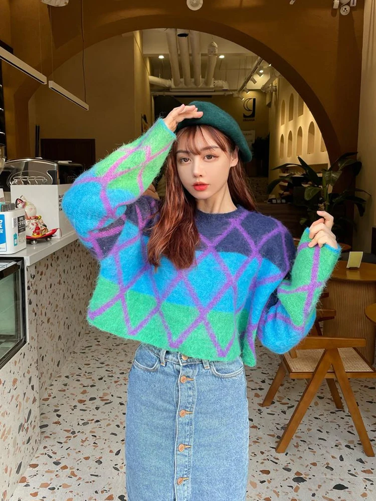 2022 New Women's American Sweet Vintage Sweater Color Contrast Fashion Plaid Round Neck Long Sleeve Casual Pullover Women's Top
2022 New Women's American Sweet Vintage Sweater Color Contrast Fashion Plaid Round Neck Long Sleeve Casual Pullover Women's Top