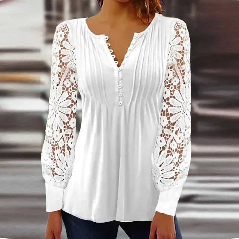 2023 Casual Spring Summer Women Shirt Vintage Button V Neck Embroidery Hollow Out Flower Lace Long Sleeve Blouse Tops Pullover
2023 Casual Spring Summer Women Shirt Vintage Button V Neck Embroidery Hollow Out Flower Lace Long Sleeve Blouse Tops Pullover