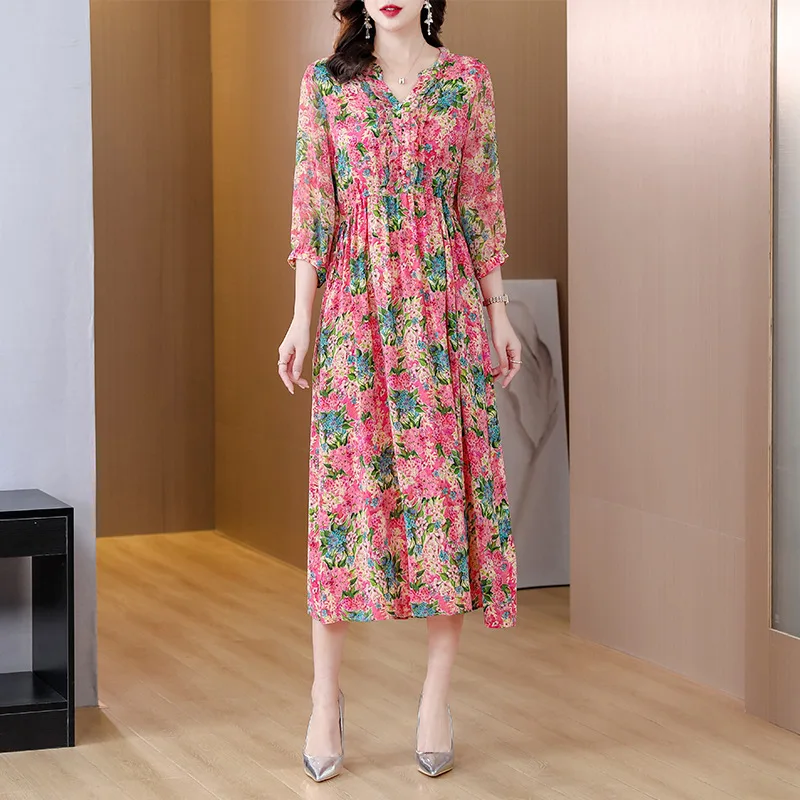 Womens Dresses 2023 Summer New Fashion Temperament Elegant Pink Floral Dress for Women
Womens Dresses 2023 Summer New Fashion Temperament Elegant Pink Floral Dress for Women