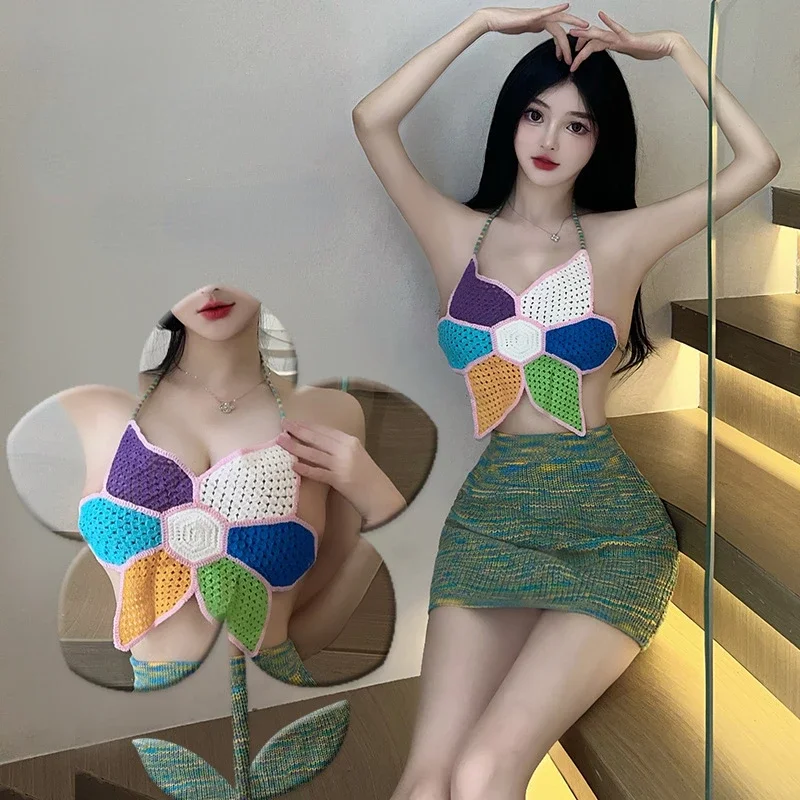 Яркий цветочный оригинальный комплект страстной формы, красивое нижнее белье, сексуальное нижнее белье, наряд с лямкой на шее, топ, короткая юбка с запахом
Яркий цветочный оригинальный комплект страстной формы, красивое нижнее белье, сексуальное нижнее белье, наряд с лямкой на шее, топ, короткая юбка с запахом