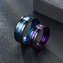 Fashion Promise Rings For Couple Romantic Her King His Queen Stainless Steel Couple Rings Wedding Band Jewelry Anniversary Gift
