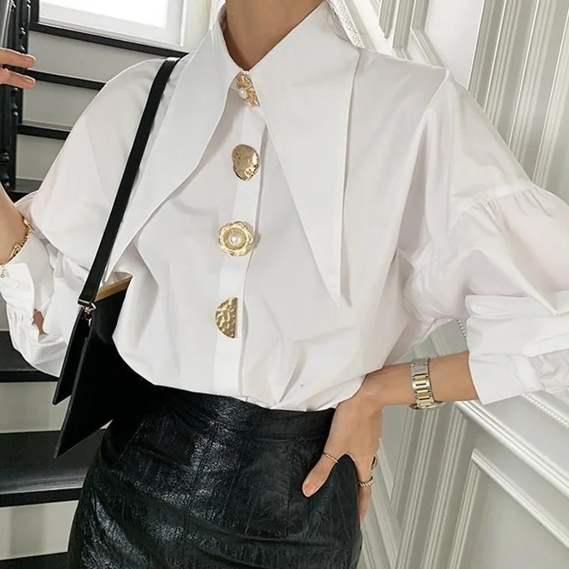 QWEEK Comfort Women's Shirts Sharp Corner Lapel Fashion Lady Blouses Korean Style White All-match Long-sleeved Tops 2022 Autumn
QWEEK Comfort Women's Shirts Sharp Corner Lapel Fashion Lady Blouses Korean Style White All-match Long-sleeved Tops 2022 Autumn