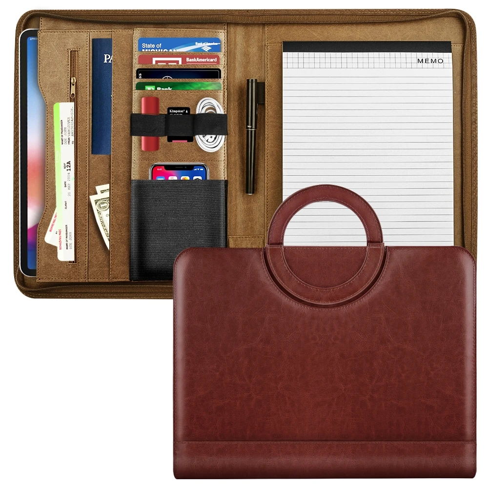 Leather Padfolio Portfolio Folder with Handle, Professional Business Organizer 11 Inch Tablet Sleeve for iPhone
Leather Padfolio Portfolio Folder with Handle, Professional Business Organizer 11 Inch Tablet Sleeve for iPhone