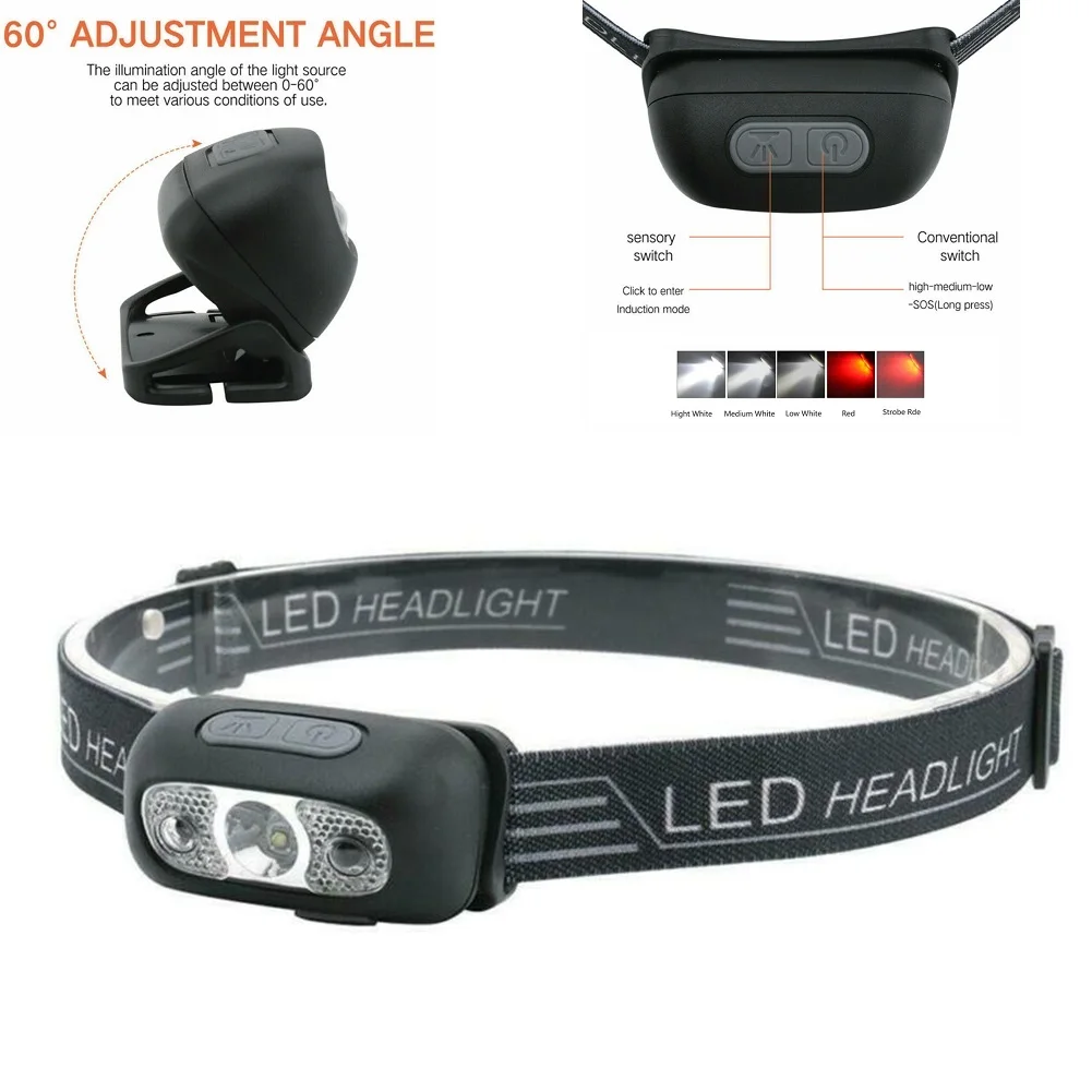 Portable Mini USB Charging LED Induction Headlight Super Bright Waterproof Head Torch Headlight LED USB Headlamp Rechargeable
Portable Mini USB Charging LED Induction Headlight Super Bright Waterproof Head Torch Headlight LED USB Headlamp Rechargeable