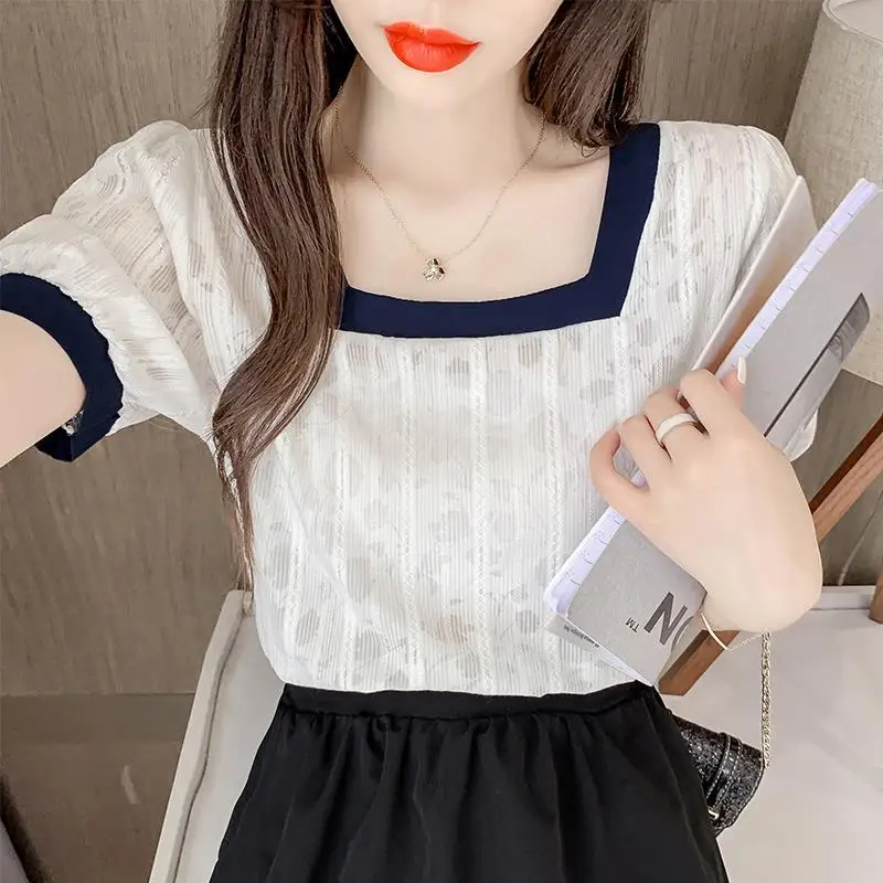 2022 Summer Women's Fashion Square Collar Loose Shirt Tops Female Thin Short Sleeve Blouses Ladies Short Sim Print Shirts F80
2022 Summer Women's Fashion Square Collar Loose Shirt Tops Female Thin Short Sleeve Blouses Ladies Short Sim Print Shirts F80
