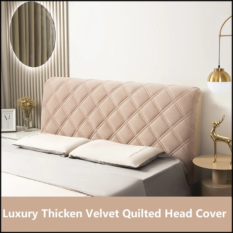 

High Quality Velvet Quilted Headboard Cover All-inclusive Super Luxury Soft Thicken Short Plush Quilting Bed Head Cover