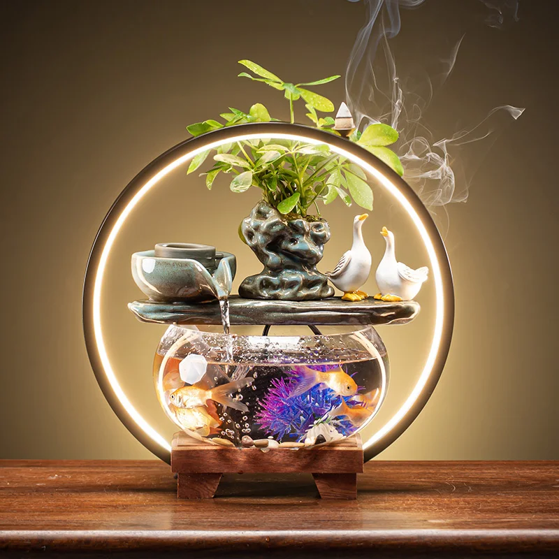 glass Creative goldfish tank living room desktop circulating water ornaments small household lucky fish tank mini fish basin
glass Creative goldfish tank living room desktop circulating water ornaments small household lucky fish tank mini fish basin