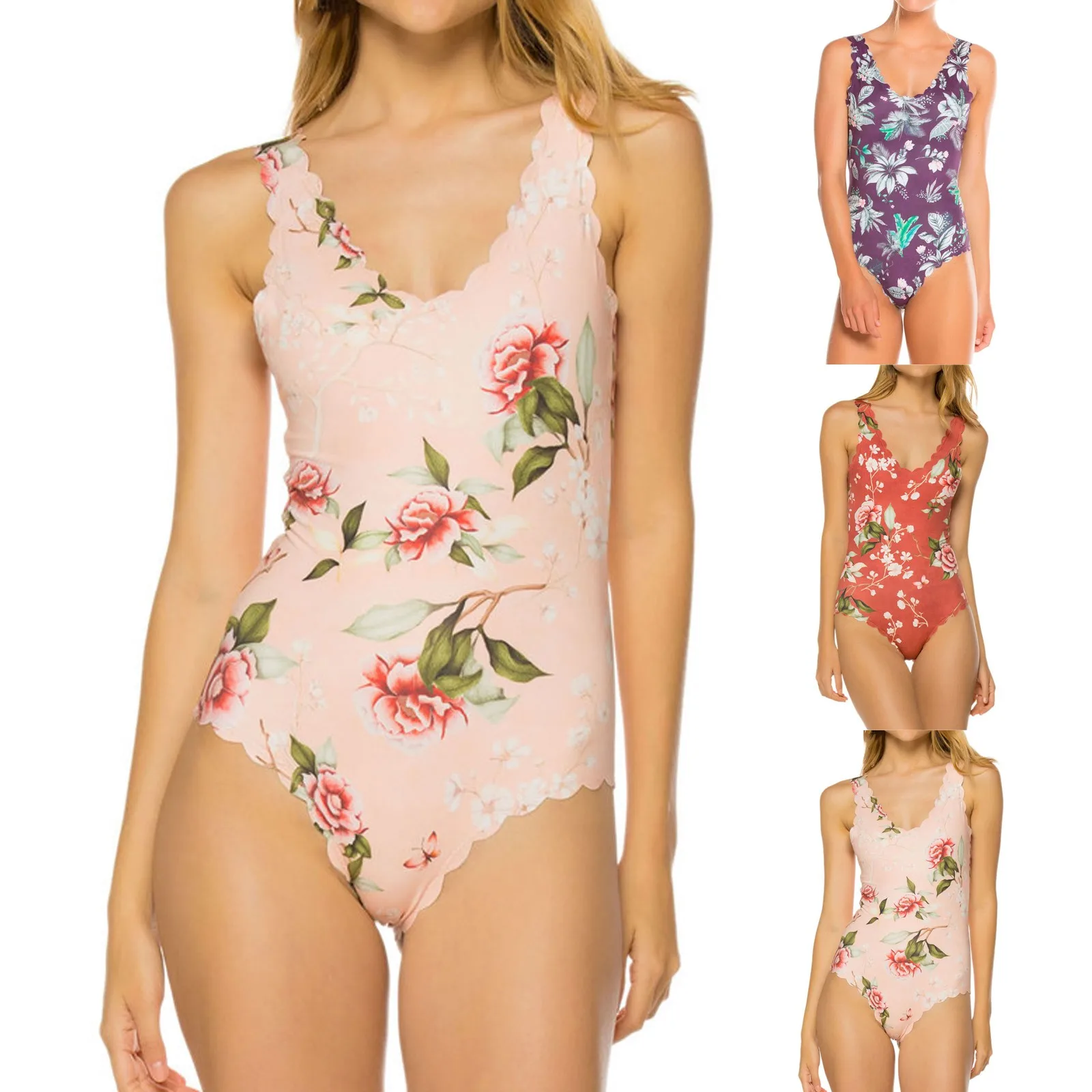 Women Sexy One Piece Swimsuit Floral Print Swimwear Female Backless Brazilian Monokini Ruffled Bodysuit Bathing Suit Swim Wear 
Women Sexy One Piece Swimsuit Floral Print Swimwear Female Backless Brazilian Monokini Ruffled Bodysuit Bathing Suit Swim Wear