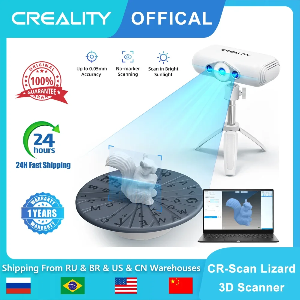 

Creality CR-Scan Lizard Premium Portable 3D Scanner with 0.05mm Accuracy High Efficiency No-marker Scanning for All 3D Printers