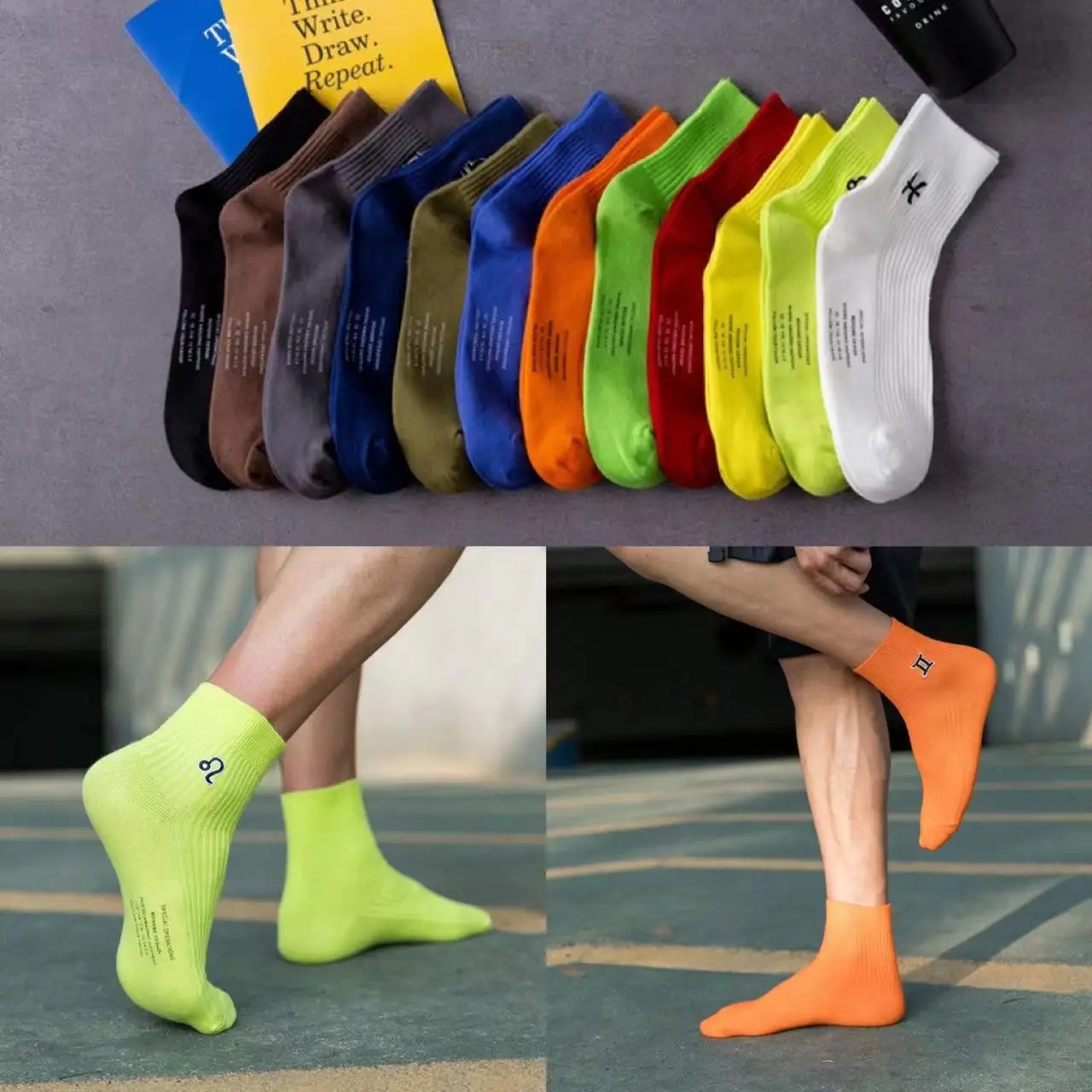 Constellation Men's Socks Fashion Personality Embroidered Men's Socks Cotton Fluorescent Color Socks
Constellation Men's Socks Fashion Personality Embroidered Men's Socks Cotton Fluorescent Color Socks