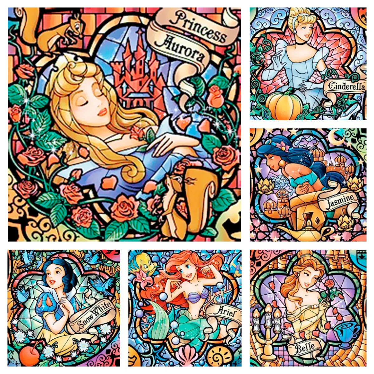 Disney Stained Glass Princess Ariel Jasmine Belle Digital Oil Painting Art Painting Bedroom Mural Living Room Home Wall Decor
Disney Stained Glass Princess Ariel Jasmine Belle Digital Oil Painting Art Painting Bedroom Mural Living Room Home Wall Decor