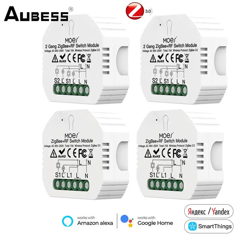 Aubess Tuya ZigBee 3.0 Smart Light Switch Relay Module 1/2 Gang Smart Life/Tuya App Control, Works With Alexa Google Home Yandex
Aubess Tuya ZigBee 3.0 Smart Light Switch Relay Module 1/2 Gang Smart Life/Tuya App Control, Works With Alexa Google Home Yandex