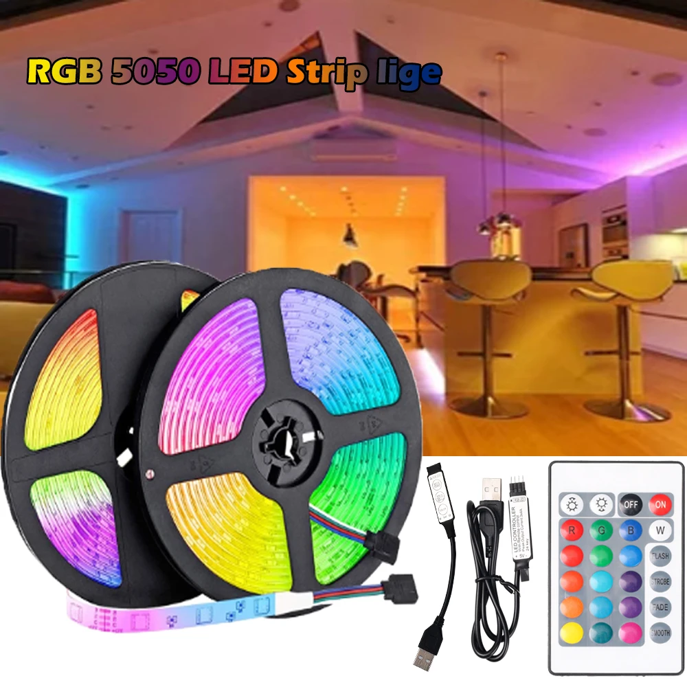 RGB 5050 Led Strip Lights 5V USB IR Remote Control Colorful Lights for Party TV Backlight Festoon Home Room Decoration Lamp 2
RGB 5050 Led Strip Lights 5V USB IR Remote Control Colorful Lights for Party TV Backlight Festoon Home Room Decoration Lamp 2
