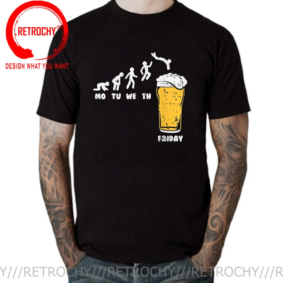 

Vintage Mo Tu We Th Friday Beer T Shirts Men Male Funny Work Week Drinking Team Gift T-Shirt Summer Alcohol Drunk Drinker TShirt