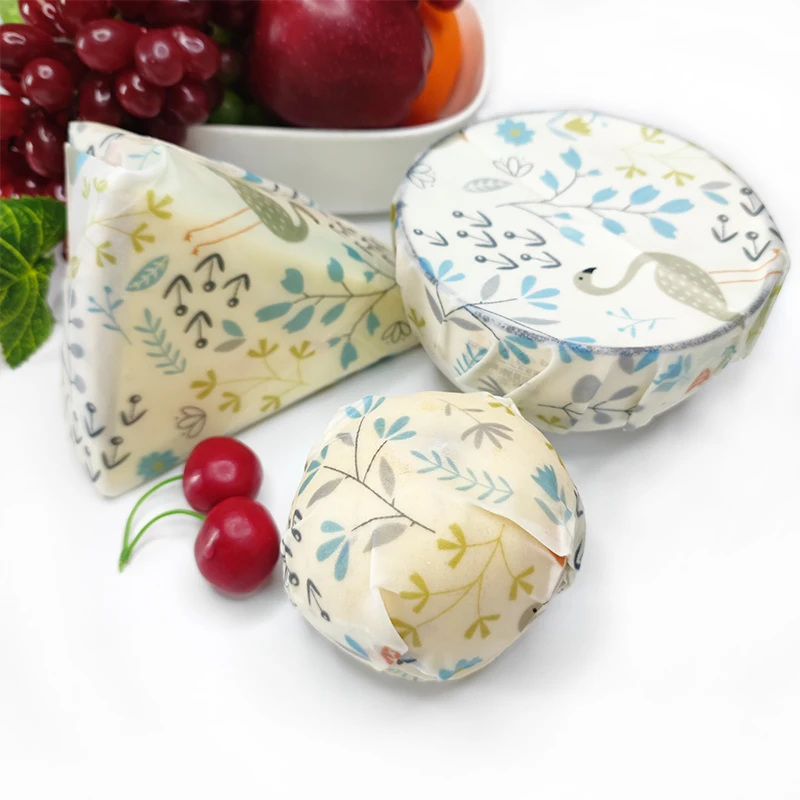 

3pcs Reusable Storage Wrap Sustainable Organic Fruit Vegetable Cheese Food Wrapping Paper BPA & Plastic Free Beeswax Food Wrap