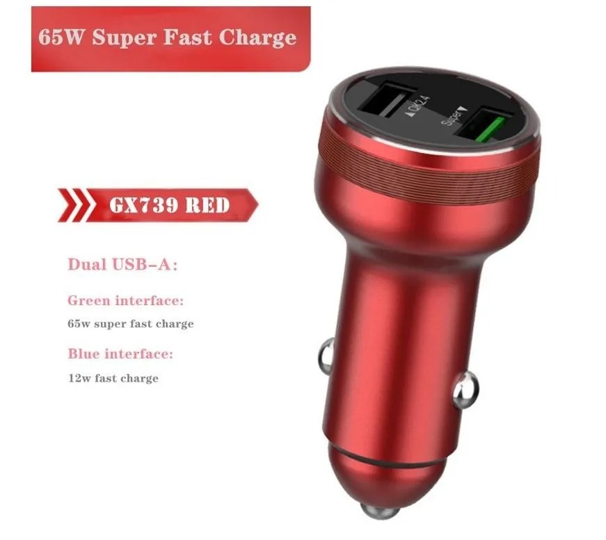New Car Charger For Cars Large Trucks For Fast Charger Metal Dual USB Smart Car Fast Charger Flame Retardant PC GX739 1pcs 65W
New Car Charger For Cars Large Trucks For Fast Charger Metal Dual USB Smart Car Fast Charger Flame Retardant PC GX739 1pcs 65W