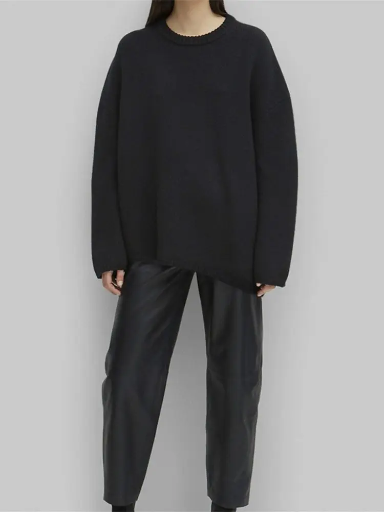 Women Knitted Pullover O-Neck Solid Color Long Sleeve Asymmetrical Hem Loose Sweater
Women Knitted Pullover O-Neck Solid Color Long Sleeve Asymmetrical Hem Loose Sweater