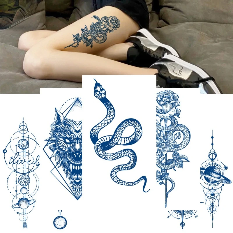 

Sdotter Sok Ink Trwała Wodoodporna Tymczasowa Naklejka Tatuaż Skorpion Wąż Tatoo Fałszywe Słońce Tatuaże Do Ciała Ramię Fałszywy