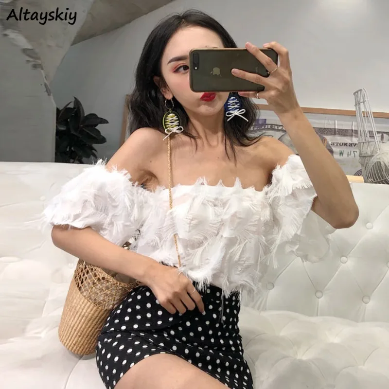 Feathers Blouses Women Slash Neck Sexy Summer Crop Tops Fashion Korean Style Beach Cute Design Solid Aesthetic Harajuku Vintage
Feathers Blouses Women Slash Neck Sexy Summer Crop Tops Fashion Korean Style Beach Cute Design Solid Aesthetic Harajuku Vintage
