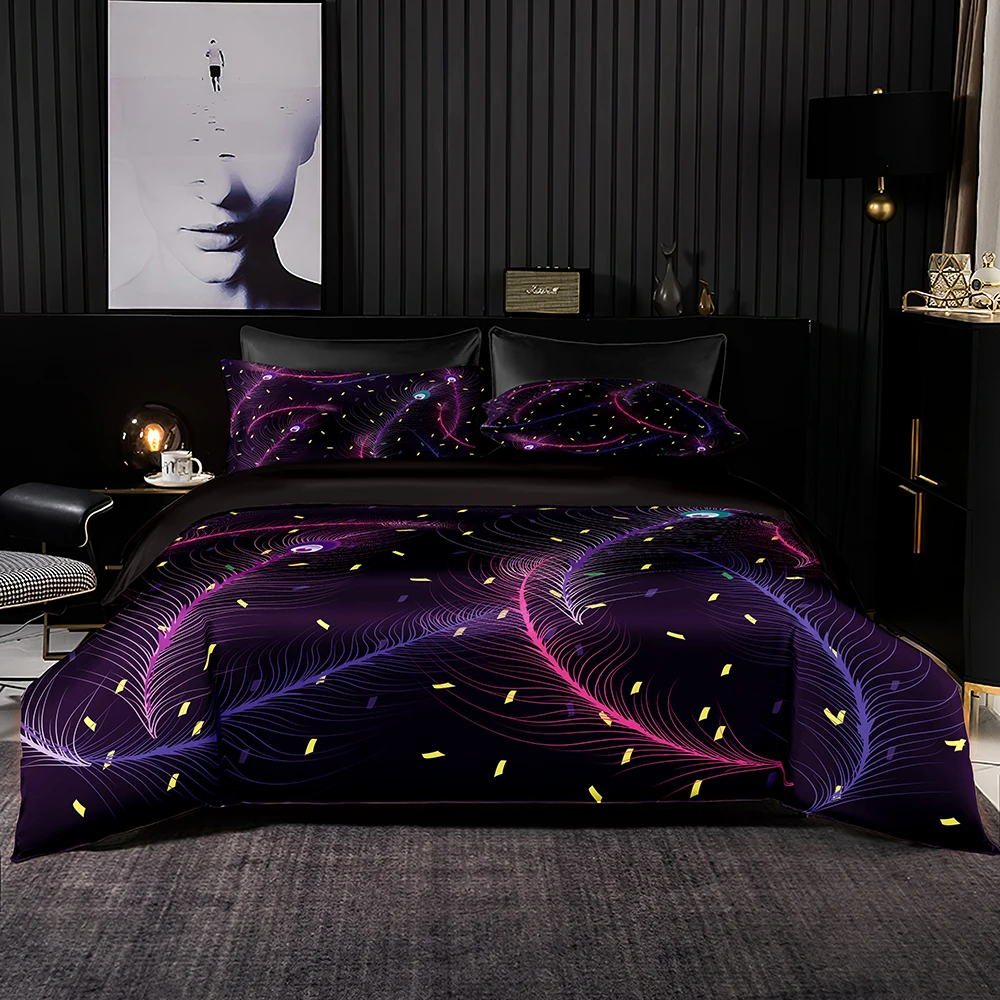 Yellow Lines Bedding Set 2/3pcs,Dark Purple Duvet Cover,1-2 Pillowcases,Soft Pink Purple Feather Print for Queen King Bed Size
Yellow Lines Bedding Set 2/3pcs,Dark Purple Duvet Cover,1-2 Pillowcases,Soft Pink Purple Feather Print for Queen King Bed Size