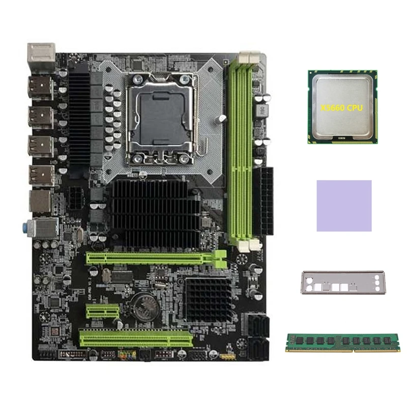 Материнская плата X58 LGA1366, компьютерная материнская плата с поддержкой RX, графическая карта с процессором X5660 + DDR3 4 Гб 1333 МГц ОЗУ + термоподушк...
Материнская плата X58 LGA1366, компьютерная материнская плата с поддержкой RX, графическая карта с процессором X5660 + DDR3 4 Гб 1333 МГц ОЗУ + термоподушк...
