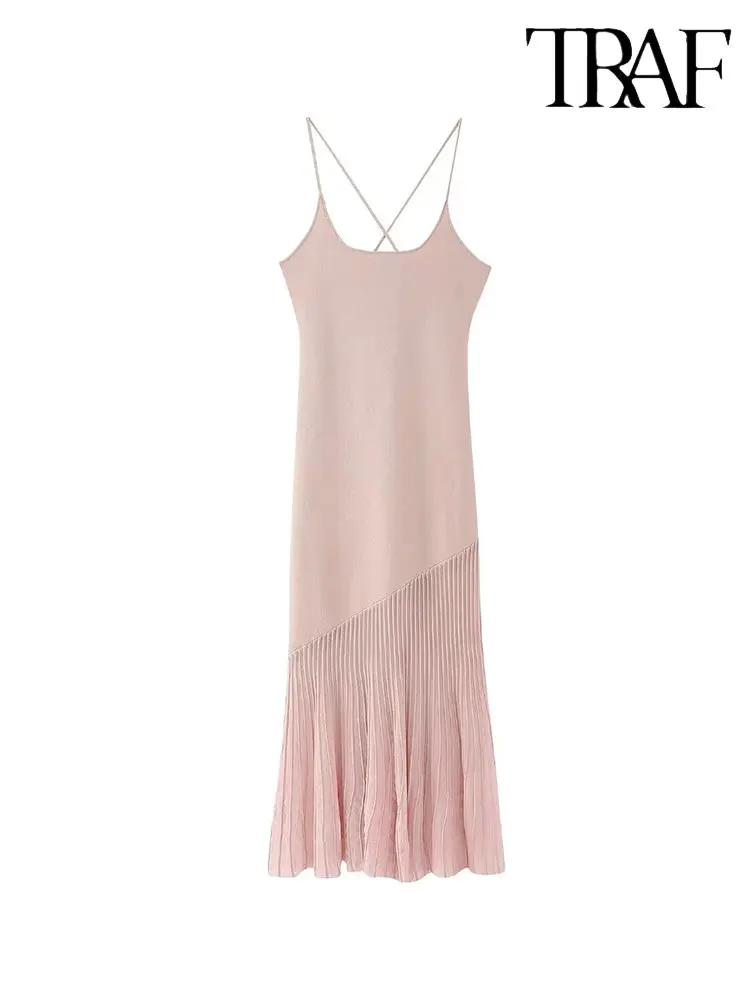 TRAF 2023 Woman Patchwork Knitted Sling Long Dresses Fashion Sleeveless Vintage Backless Summer Causal Elegant Slim Dresses
TRAF 2023 Woman Patchwork Knitted Sling Long Dresses Fashion Sleeveless Vintage Backless Summer Causal Elegant Slim Dresses
