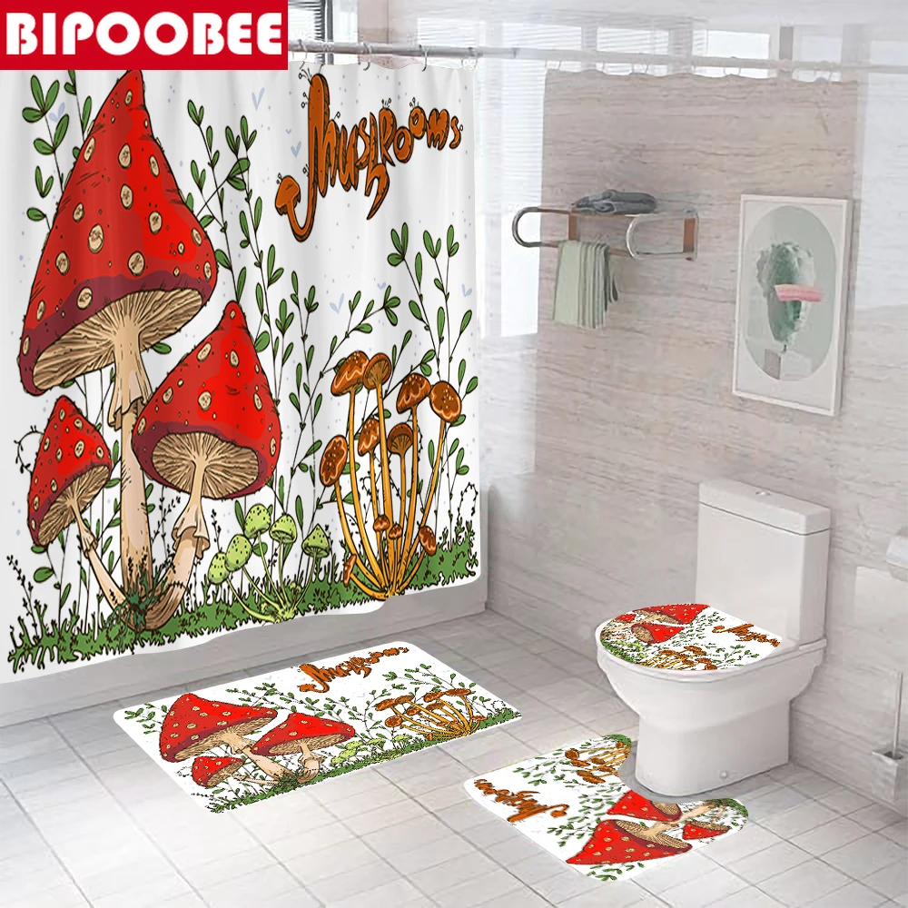 Mushroom Weeds Bathroom Shower Curtains Bath Mats Toilet Lid Cover Waterproof Polyester Fabric Bathtub Curtain with 12 Hooks
Mushroom Weeds Bathroom Shower Curtains Bath Mats Toilet Lid Cover Waterproof Polyester Fabric Bathtub Curtain with 12 Hooks
