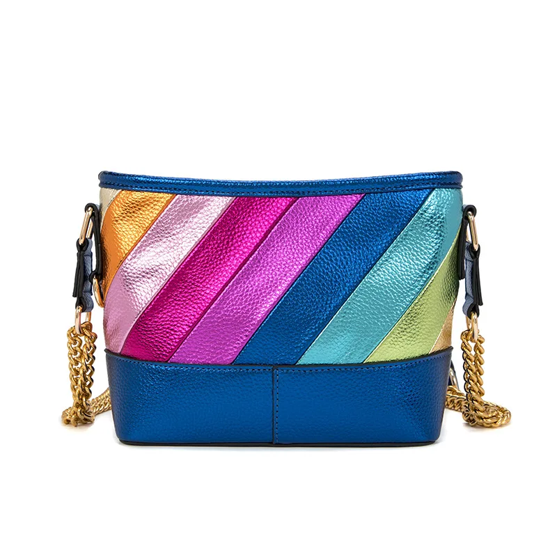 

Kurt Geiger Cross border Pinduoduo Women's Bag Contrast Color Splicing Rainbow Chain Single Shoulder Crossbody Bag Direct Sales