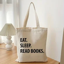Eat Sleep Read Books Pattern Luggage Bag, Fashion Eco Friendly Womans Tote Bag, Funny Canvas Shopping Travel Bag, Beach Bolso
