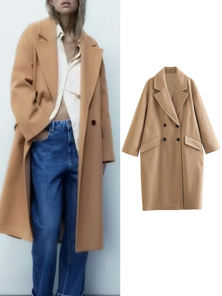 TRAF Ladies Loose Woolen Coat 2022 Winter Simple Pockets Long Sleeve Outwear Warm Basic Fashion Double Breasted Overcoat
TRAF Ladies Loose Woolen Coat 2022 Winter Simple Pockets Long Sleeve Outwear Warm Basic Fashion Double Breasted Overcoat