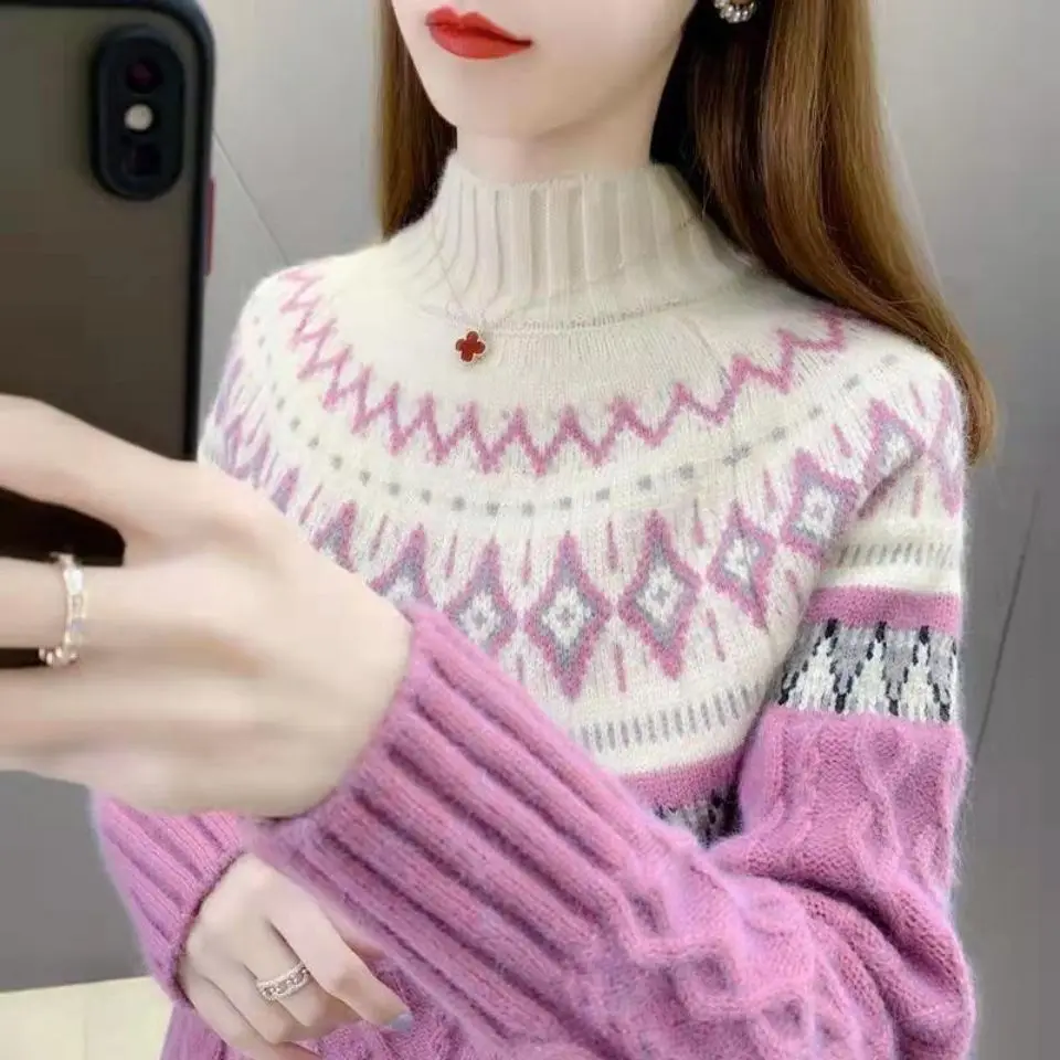 Half High Neck Sweater Slim Fit Long Sleeve Knitting Base Tops Autumn and Winter Versatile Warm Jumper Women's Pullover D113
Half High Neck Sweater Slim Fit Long Sleeve Knitting Base Tops Autumn and Winter Versatile Warm Jumper Women's Pullover D113
