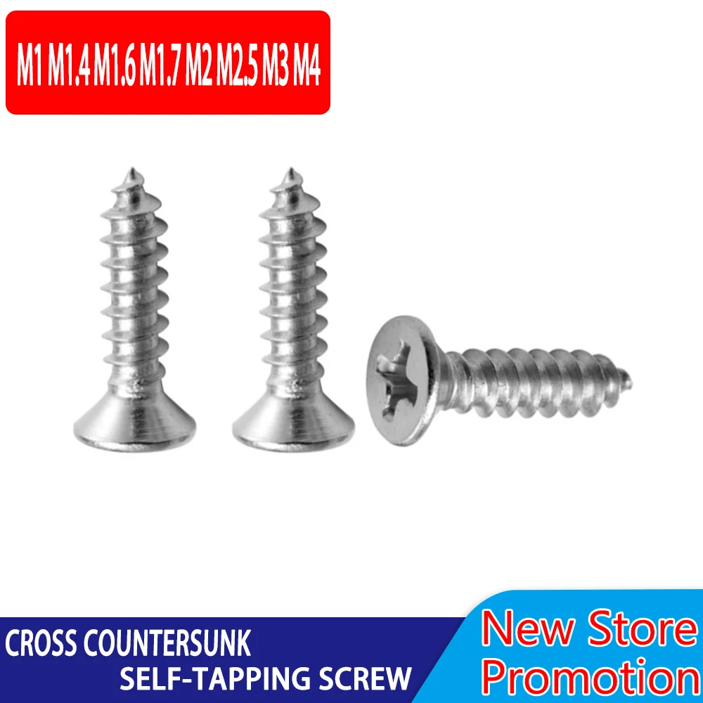 M1 M1.4 M1.6 M1.7 M2 M2.5 M3 M4 Phillis Cross Countersunk Head Self Tapping Screw Small Self-tapping Bolt304 Stainless Steel
M1 M1.4 M1.6 M1.7 M2 M2.5 M3 M4 Phillis Cross Countersunk Head Self Tapping Screw Small Self-tapping Bolt304 Stainless Steel