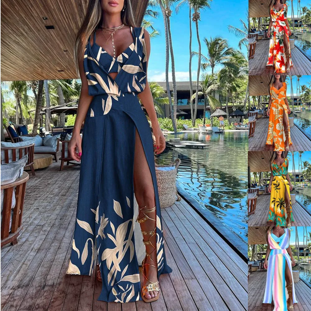 2023 Independent Station Hot Summer Sleeveless V-neck Printed Slit Hemline at Hem Dress for Women
2023 Independent Station Hot Summer Sleeveless V-neck Printed Slit Hemline at Hem Dress for Women