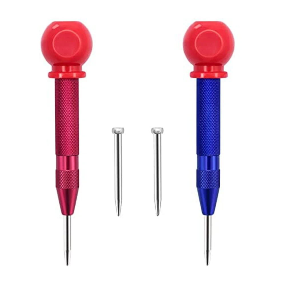 

Automatic Center Punch,2 Pack Center Hole Punch,Adjustable Spring Loaded Tension Punches Tool(with 2Pcs Alternate Head)