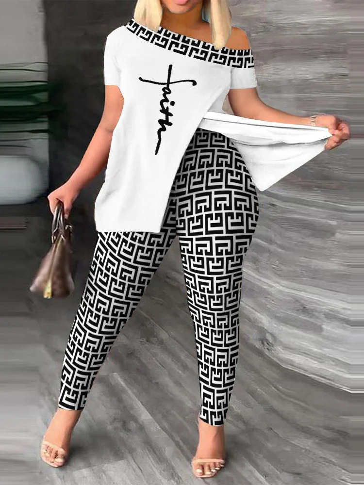 Print Split Hem Top & Pants Set Daily Tracksuit Frete Gratis Set of Two Fashion Pieces for Women Plus Size Faith Geometric
Print Split Hem Top & Pants Set Daily Tracksuit Frete Gratis Set of Two Fashion Pieces for Women Plus Size Faith Geometric