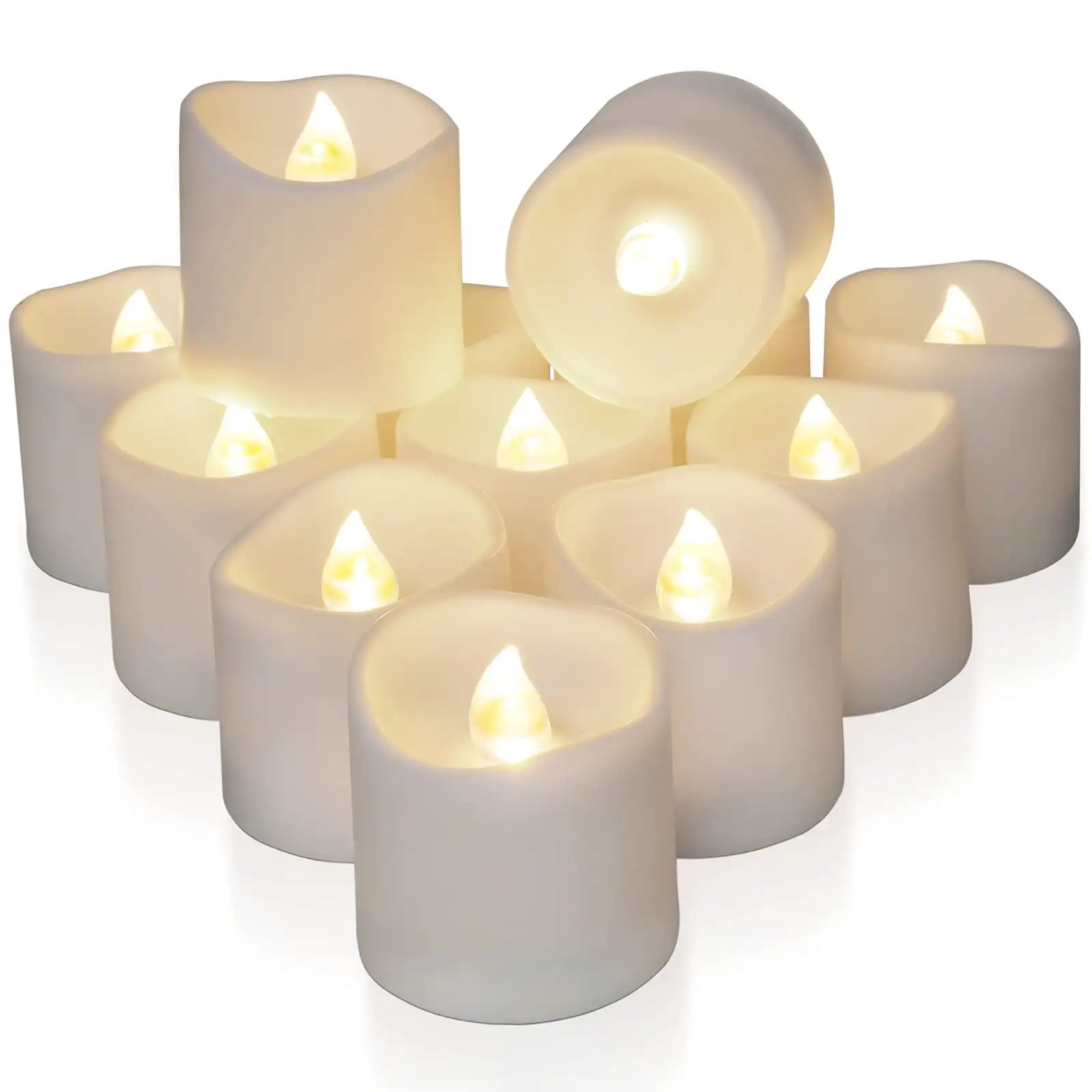 Flameless LED Votive Candles With Timer, Long Lasting Battery Operated Tea Light with Timers, Set Of 12, Warm White Light
Flameless LED Votive Candles With Timer, Long Lasting Battery Operated Tea Light with Timers, Set Of 12, Warm White Light