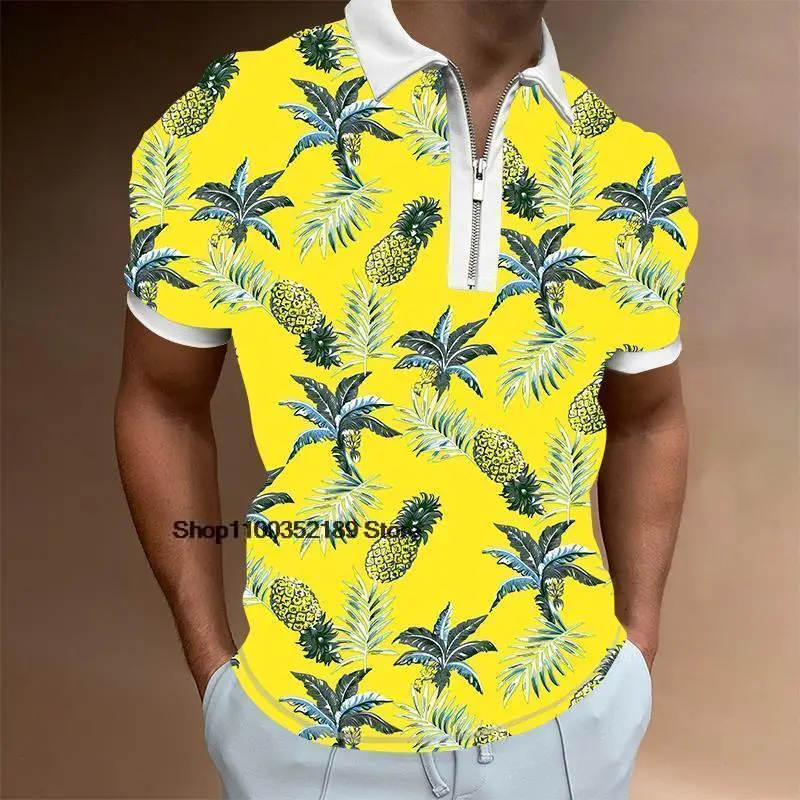 Mens Fashion Patchwork Short Sleeve Polo Shirts Male Pineapple Printing Tops Casual Turn-down Collar Zipper Summer Streetwear
Mens Fashion Patchwork Short Sleeve Polo Shirts Male Pineapple Printing Tops Casual Turn-down Collar Zipper Summer Streetwear