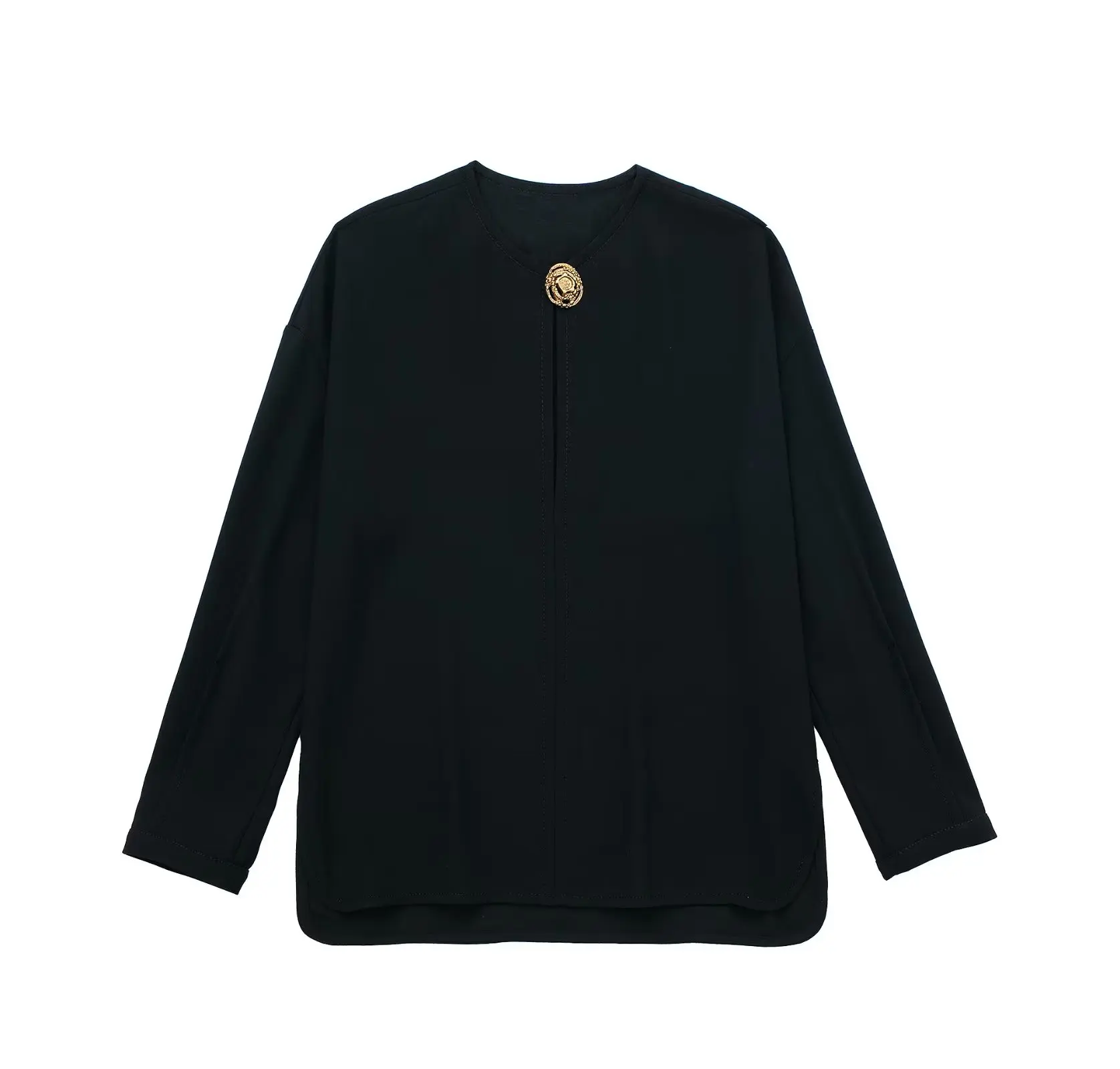 Withered 2023 Spring New Fashion Gold Buttons Round Neck Casual Shirt Black Blouse WomenTops
Withered 2023 Spring New Fashion Gold Buttons Round Neck Casual Shirt Black Blouse WomenTops