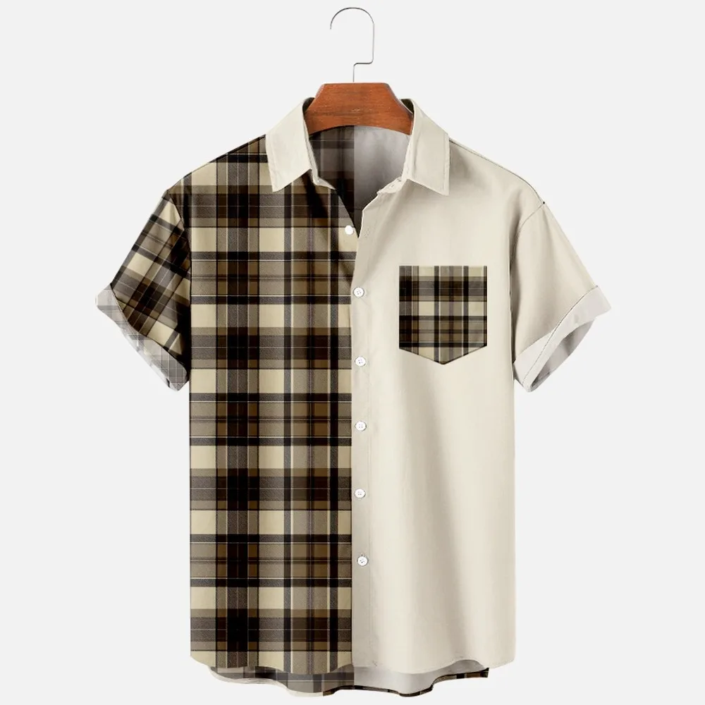 Casual hip-hop stitching plaid shirt Casual fashion stitching men's and women's spring and autumn short-sleeved shirts
Casual hip-hop stitching plaid shirt Casual fashion stitching men's and women's spring and autumn short-sleeved shirts